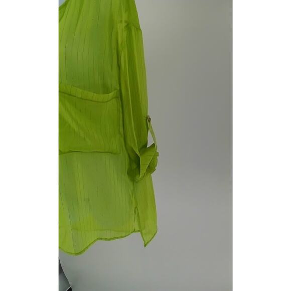 Arden B Y2K Sheer blouse Light Green Work Wear Office Lagenlook Size large - Picture 3 of 12